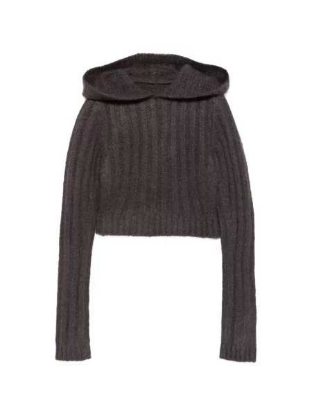 Decupat hanorac cu glugă Rick Owens tricotate gri