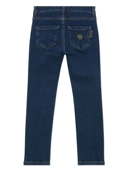 Jeansy straight leg dziecięce Philipp Plein niebieskie