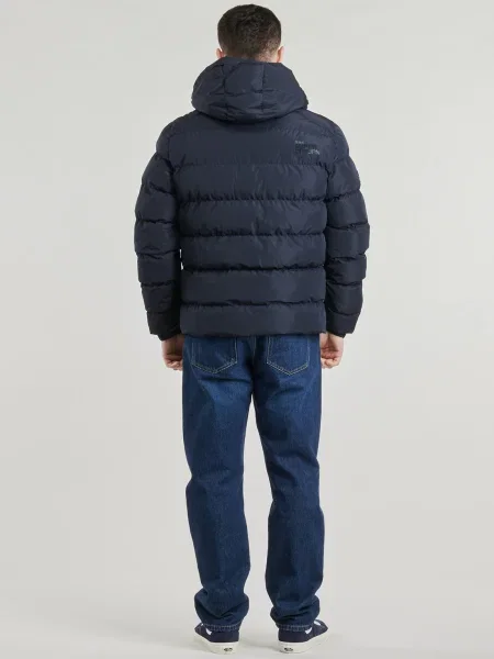 Geacă Superdry cu glugă albastru
