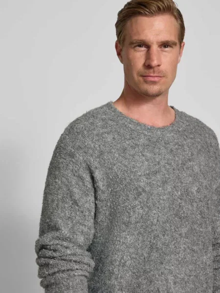 Sweter z dzianiny o kroju loose fit z dodatkiem wełny model „Kurt” Woodbird