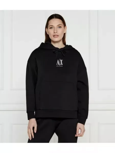 Armani Exchange Hanorac | Relaxed fit negru