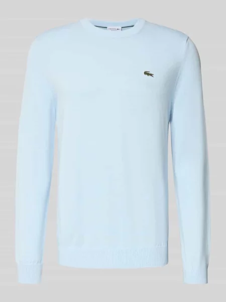 Sweter z dzianiny kroju regular fit z mieszanki bawełny Lacoste niebieski