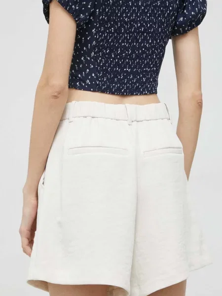 Kraťasy Abercrombie & Fitch hladké high waist béžová