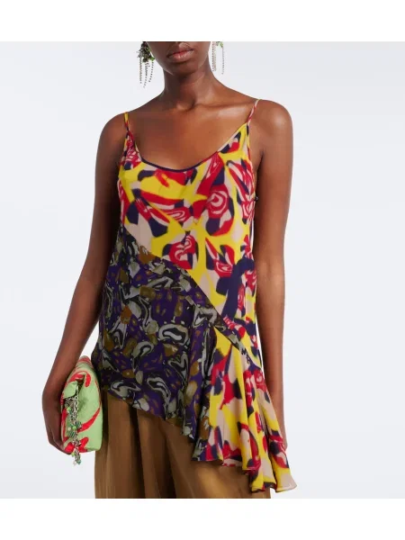 Top Dries Van Noten cu imagine asimetric violet
