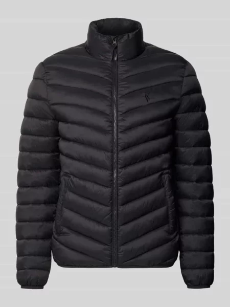 Kurtka pikowana o kroju regular fit z wyhaftowanym logo Review czarna