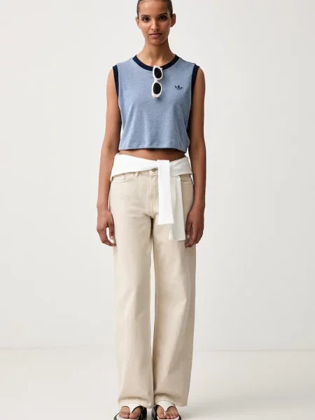 Adidas Originals crop top dámsky s modalom Heather modrá