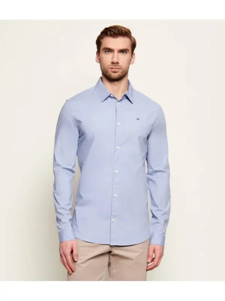 Cămașă de blugi Tommy Jeans stretch albastru