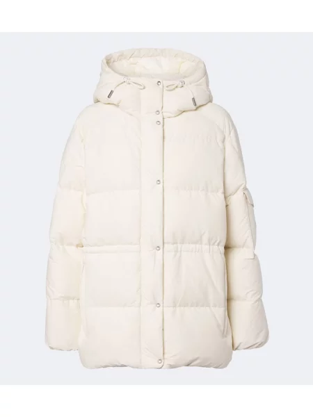 Péřová bunda Moncler s kapucí bílá