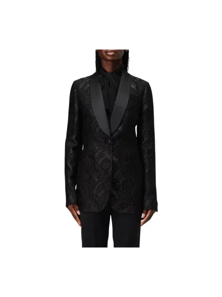 Aksamitna marynarka Etro z wzorem paisley czarna