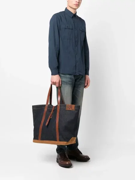 Geantă Ralph Lauren Rrl din piele albastru