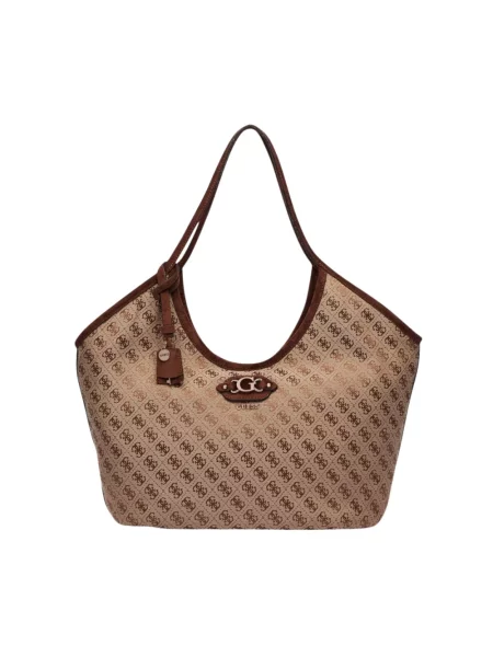 Shopperka Guess z logo beżowa