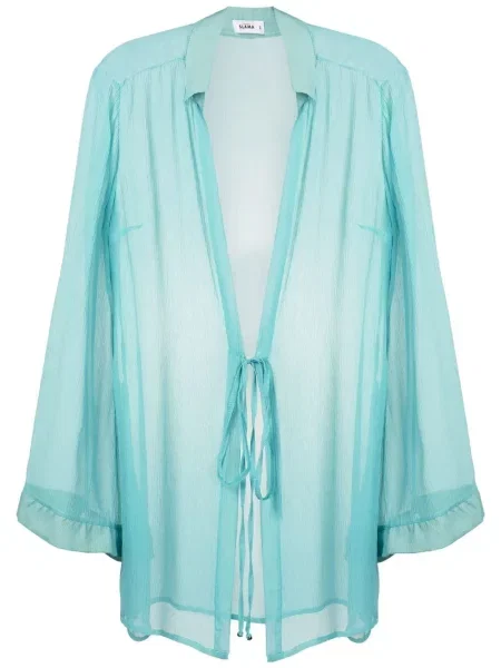 Bluză Amir Slama de mătase albastru