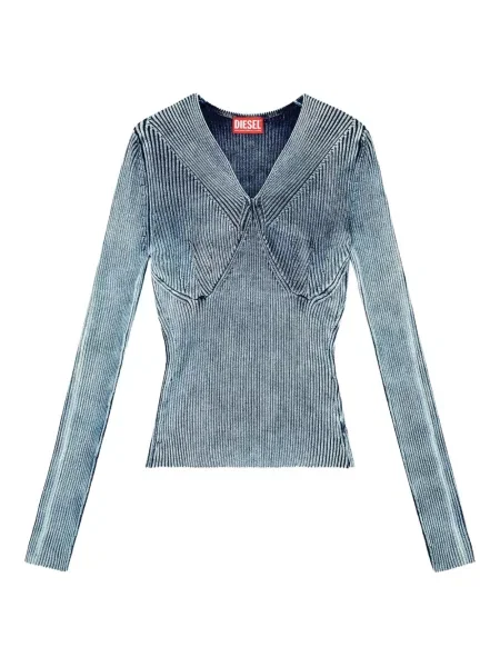 Top Diesel cu decolteu în V albastru