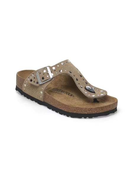 Klapki Birkenstock zamszowe z nitami szare