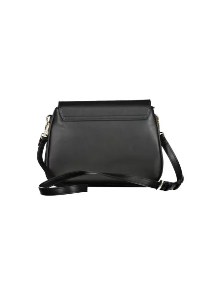Lniana torebka crossbody Valentino By Mario Valentino z logo czarna