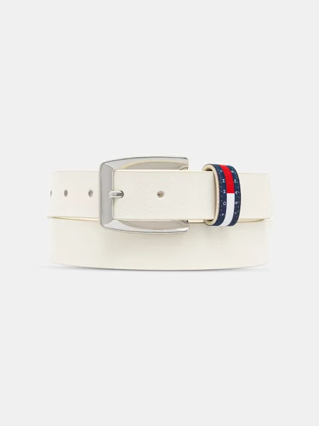 Tommy Jeans Kožený pásek béžový