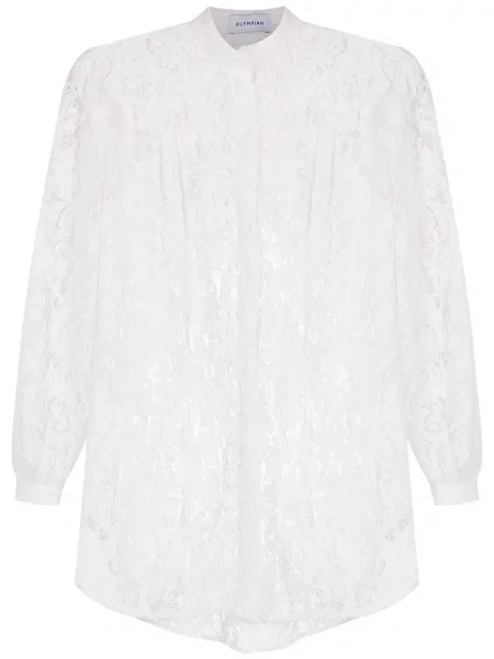 Koszula Olympiah z nadrukiem koronkowa biała