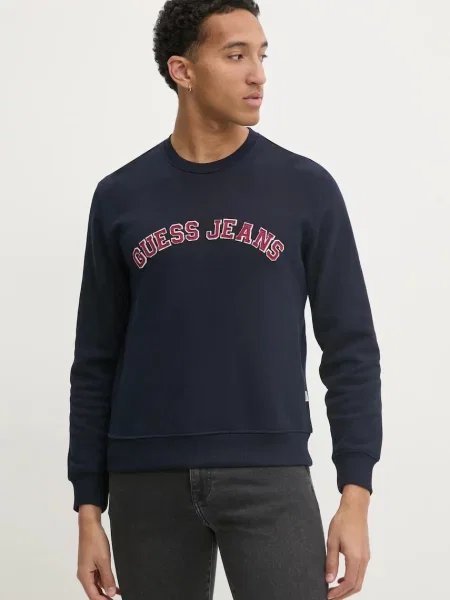 Pulover Guess Jeans mornarsko modra