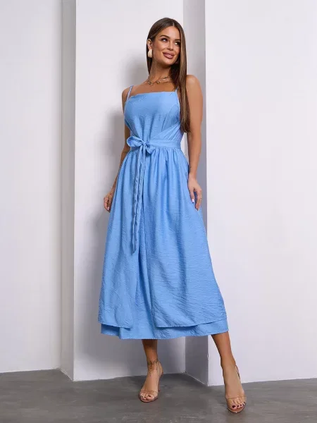 Лляний Сарафан ISSA Plus блакитний
