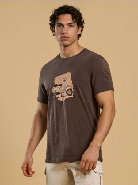 Sinsay koszulka z nadrukiem skutera zielony