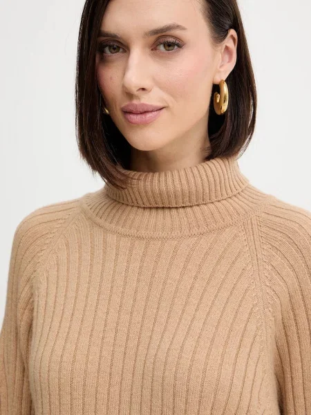 Вовняний светр Simona Corsellini легкий гольф бежевий