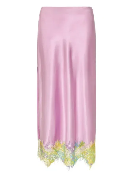 Fustă midi Donde Esteban din dantelă până la genunchi violet