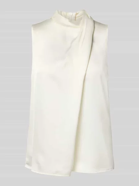 Bluzka bez rękawów w kopertowym stylu o kroju regular fit model Hugo biała