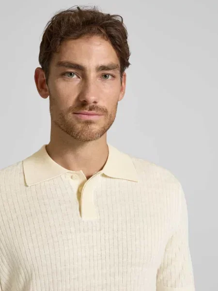 Koszulka polo o kroju regular fit z mieszanki bawełny i lyocellu model ‘CHANCE’ Selected Homme białe