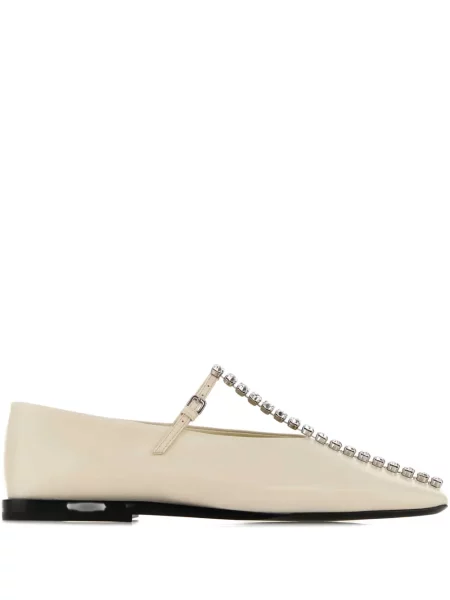 Kožené křišťálové baleríny Jil Sander