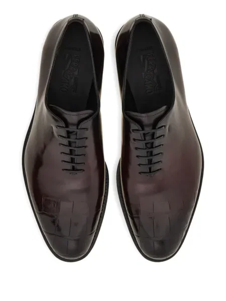 Oxford Ferragamo cu imagine din țesătură twill maro