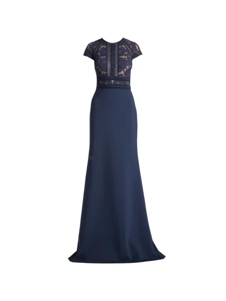 Rochie de dantelă Tadashi Shoji din dantelă cu mărgele de costum albastru