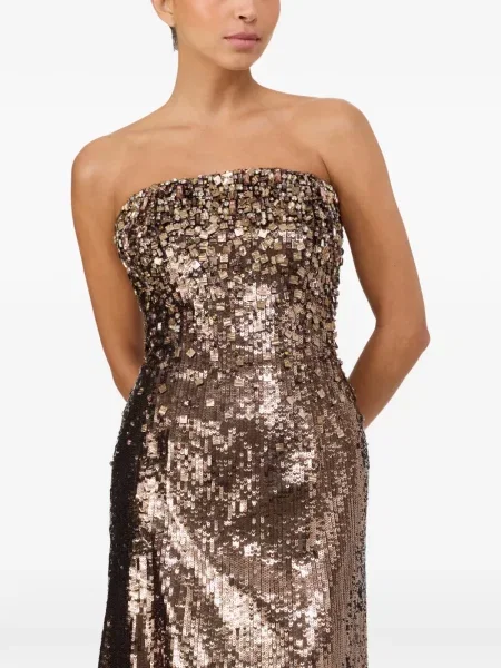 Sukienka maxi Jenny Packham brązowa