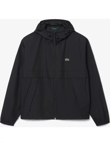 Kurtka z kapturem Lacoste Water-Repellent Lightweight Packable M-L czarna