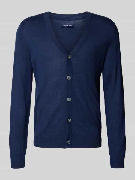 Kurtka z dzianiny z dekoltem w serek Christian Berg Men granatowa