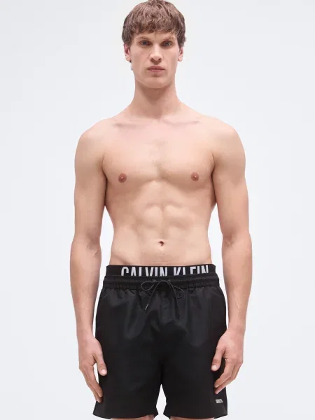 Calvin Klein Swimwear Plavecké šortky Intense Power / biela čierna