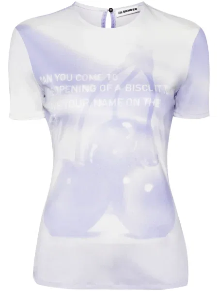 Tricou Jil Sander cu imagine din jerseu albastru