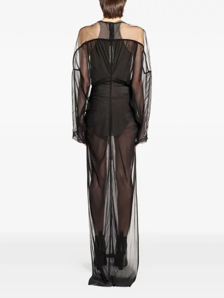 Костюм макси макси рокля Rick Owens с лодка декольте черно