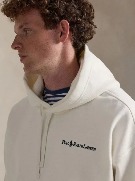 Свитер Polo Ralph Lauren с капюшоном с принтом бежевый