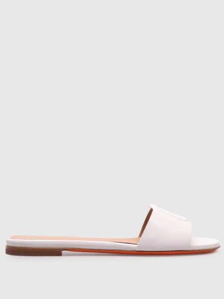 Кожаные шлепанцы Santoni белые
