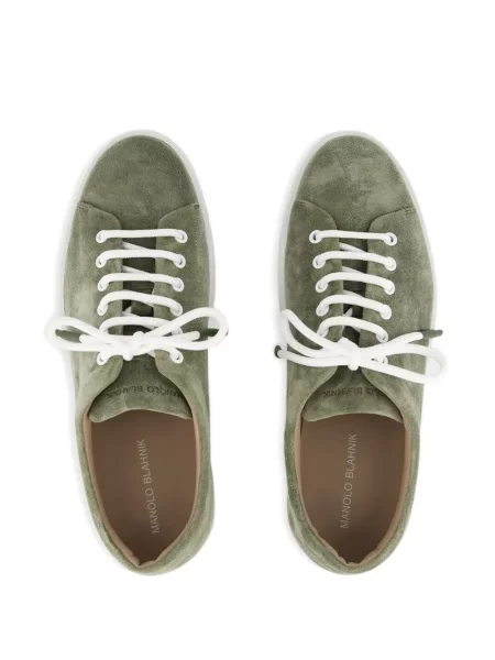 Fűzős csipkés sneaker Manolo Blahnik zöld