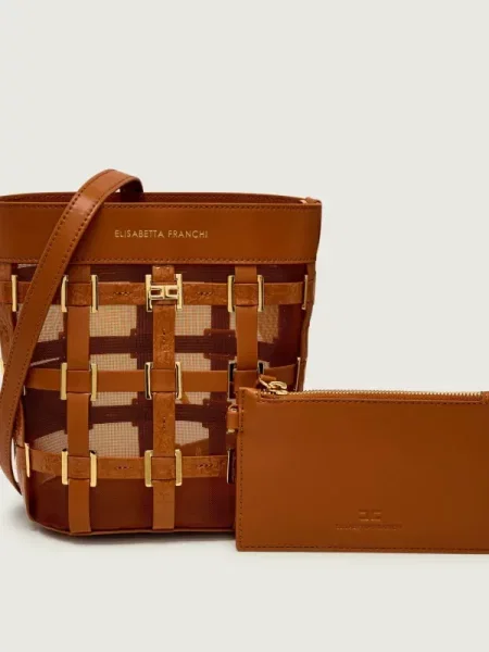 Elisabetta Franchi Geantă tip sac + borsetă maro