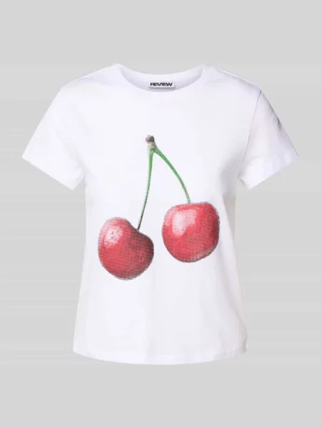 T-shirt z nadrukiem z logo Review biała
