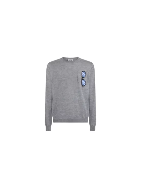 Sweter Moschino wełniany szary