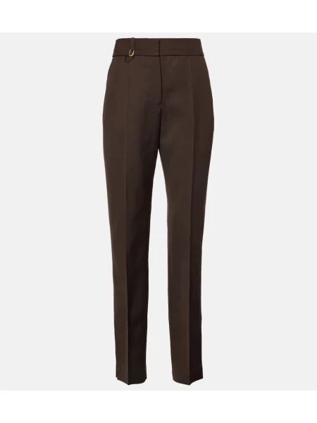 Pantaloni Jacquemus cu talie înaltă maro