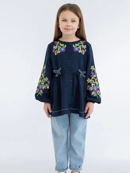 Детская рубашка Folk Moda синяя