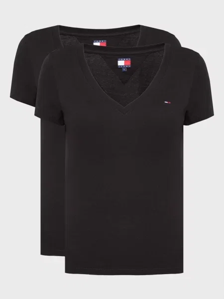 Футболка Tommy Jeans с V-образным вырезом черная