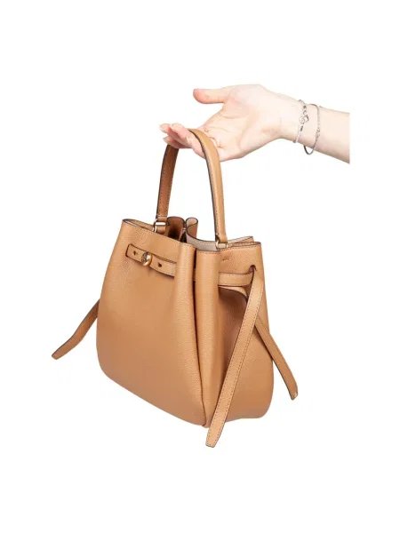 Kapelusz Tory Burch skórzany beżowy