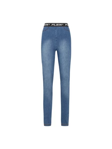 Jeansy Philipp Plein z wysoką talią niebieskie
