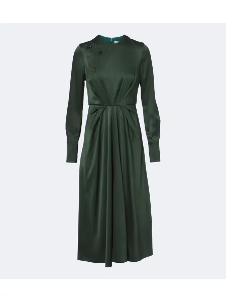 Rochie midi Erdem din satin cu model floral verde