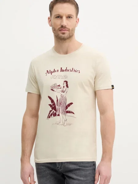 Alpha Industries tričko Alpha Hawaii T béžové